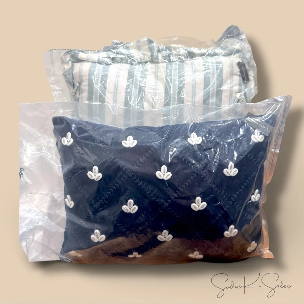 Embellished‎ Shell Navy Lumbar Pillow - Threshold Studio McGee
